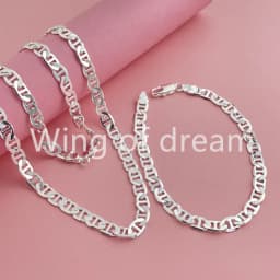 45-60CM 925 Sterling Silver 6MM Men's Necklace Bracelet Set Luxury Quality Jewelry Wholesale Accessories