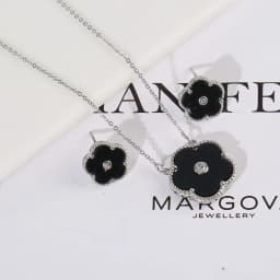 4pc Double-Sided Plum Blossom Jewelry Set Zircon New Hot Selling Plant Five Leaf Flower Women'sHigh-Quality Clover
