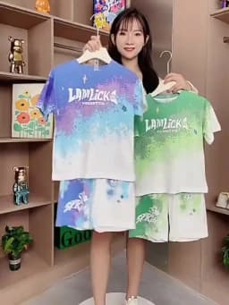 Teen T-shirts Clothes Sets Summer Boys Gradient Short Sleeve Tops+Shorts 2 Pcs Big Kids Casual Suits Children Print Outfits