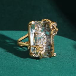 Vintage Luxury 18K Gold-Plated Natural Crystal Claw-Set Decorative Ring for Women - Fashionable Personal Gift