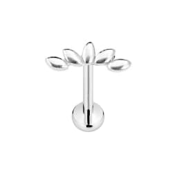 ASTM F136 G23 Titanium Flower Petals Labret Threadless Piercing Round CZ Pin Push in Lip Stud Daith Conch Earring 16G 18G 20G
