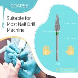 HYTOOS Two-way Cone Nail Drill Bits 15mm Taper Carbide Nail Bit Manicure Soft Gel Removal Nails Edge Cuticle Clean Tool