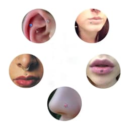 2X 2mm Opalite Steel Internal Thread 16g Labret Ring 6mm - 12mm Bar Ear Monroe Lip Nose Stud Body Piercing