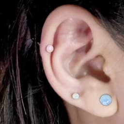 2X 2mm Opalite Steel Internal Thread 16g Labret Ring 6mm - 12mm Bar Ear Monroe Lip Nose Stud Body Piercing