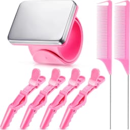 Styling Set with Magnetic Pin Wrist Strap, 2 Stainless Steel Pointed Tail Combs and 4 Crocodile Clips, Hair Braiding Tool