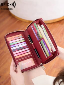 MIYIN Women Wallet RFID Blocking High Quality PU Leather Zipper Wallet Large Capacity Long Wallet Credit Card Clutch Wristlet Wa