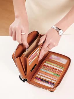 MIYIN Women Wallet RFID Blocking High Quality PU Leather Zipper Wallet Large Capacity Long Wallet Credit Card Clutch Wristlet Wa