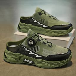 Men's Korean Casual Breathable Casual Shoes Summer Soft-Sole Anti-Slip Youth Half-Slippers Rotating Shoelaces Sports Tide Shoes