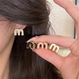 EVISPOL 18K Gold-plated Titanium Steel Letter M Zerconia Stud Earrings for Women Delicate Tiny Earrings Piercing Jewelry Gift