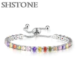 Noble 925 Sterling Silver Bracelet Elegant Zircon Crystal Fine Jewelry For Women Girl Engagement Wedding Glamour 18CM