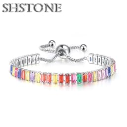 Noble 925 Sterling Silver Bracelet Elegant Zircon Crystal Fine Jewelry For Women Girl Engagement Wedding Glamour 18CM