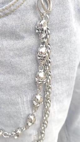 Original DIY Skull Pants Chain Stainless Steel Round Beads Combination Locomotive Chain Punk Men And Women Luxury Accessories