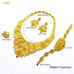 Large Round Pendant 24K Gold Plated Jewelry Set for Women Necklace Earrings Bracelet Ring African Bridal Wedding Party Gifts