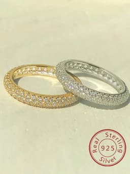 925 Sterling Silver Fashionable Simplicity Zircon Stackable Plain Ring For Women Daily Life Party Anniversary Fine Jewelry