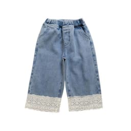 Bear Leader Summer New Blue Jeans 2-7-year-old Simple Kids Clothes Girls Korean Edition Fashion Lace Decoration Casual Pants