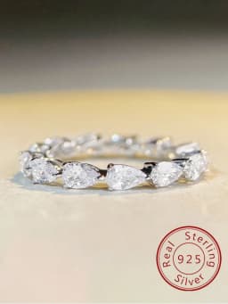 925 Sterling Silver Fashionable Shiny Water Drop Shaped Ring For Women Engagement Wedding Luxury High Quality Fine Jewelry