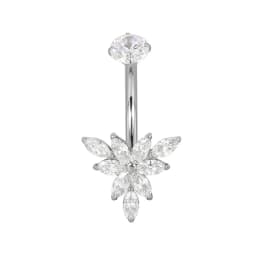 ASTM F136 Titanium Navel Ring PIERC Belly Navel Rings Zircon Paved Top Threaded Piercing Belly Button Ring Factory Body Jewelr
