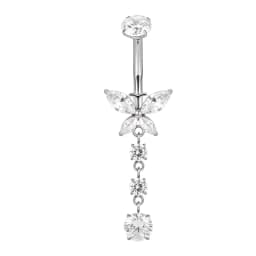 ASTM F136 Titanium Navel Ring PIERC Belly Navel Rings Zircon Paved Top Threaded Piercing Belly Button Ring Factory Body Jewelr