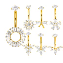 ASTM F136 Titanium Navel Ring PIERC Belly Navel Rings Zircon Paved Top Threaded Piercing Belly Button Ring Factory Body Jewelr