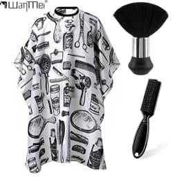 WANMEI Hair Cutting Barber Cape Set with Neck Duster Brush Barber Brush Professional Barber Accessories Salon Cleaning Supplies