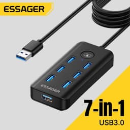Essager 7 Ports USB HUB 3.0 High Speed Multi USB 3.0 Splitter Type c USB 2.0 Expander Power Adapter For PC Computer