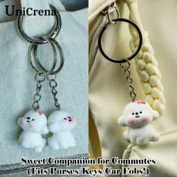 UniCrena Cute Bichon Frise Dog Keychain Bag Charm for Backpack Handbag Purse Car Keys Keychain Cute Pet Lover Gift for Her Him