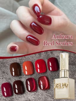 XEIJAYI 15ML 8Pcs Ankara Red Series Gel Nail Polish Set, UV LED Immersion Nail Polish,Holiday DIY Nail Polish Design