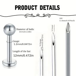 50pcs Body Piercing Kit, Heart C-Shaped L -Shaped Nose Ring,Stainless Steel Nose Lip Tongue Eyebrow Cartilage Ear Stud,