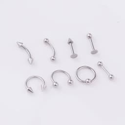 50pcs Body Piercing Kit, Heart C-Shaped L -Shaped Nose Ring,Stainless Steel Nose Lip Tongue Eyebrow Cartilage Ear Stud,