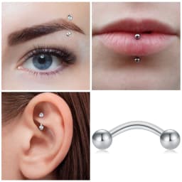 50pcs Body Piercing Kit, Heart C-Shaped L -Shaped Nose Ring,Stainless Steel Nose Lip Tongue Eyebrow Cartilage Ear Stud,