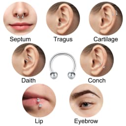 50pcs Body Piercing Kit, Heart C-Shaped L -Shaped Nose Ring,Stainless Steel Nose Lip Tongue Eyebrow Cartilage Ear Stud,