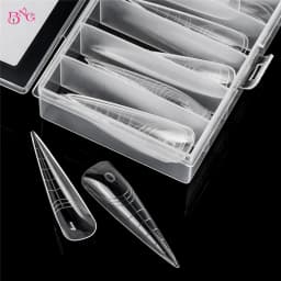 BNG 70Pcs Extra Long Dual Forms Stiletto 4XL Reusable Full Cover Acrylic Builder Solid Hard Gel Extension Nail Molds