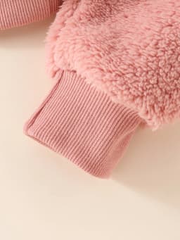 Winter Baby Girl Casual Cute Fuzzy Embroidered Heart Long Sleeve and Pants Set, 3-Piece Baby Outfit