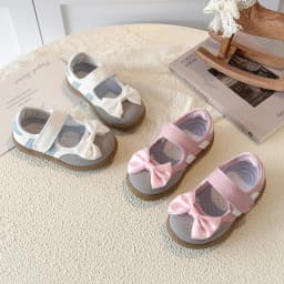 Spring Autumn Kids Toddler Girls Mary Jane Sneakers Bow Decor Soft Non-Slip Sole Breathable Lightweight for Daily School Wear