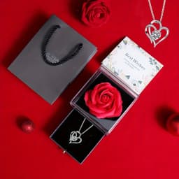 1 Set Elegant Plastic Preserved Rose Gift Box with Heart-Shaped Necklace, Ideal for Valentine'S Day, Mother'S Day, Birthday