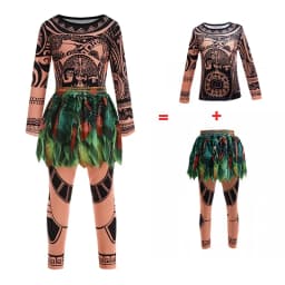 Moana Movie Cartoon characters Maui Kids Boys Costume Maui Tattoo Top+Pants 2Pcs Sets Birthday Children With Fish hook knife