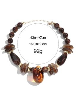 Vintage Acrylic Irregular Geometric Beads Necklaces for Women Exaggerated Resin Waterdrop Pendant Choker Handmade Jewelry Gifts