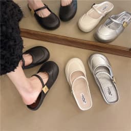 Womens Soft Bottom Mary Jane Shoes Summer Comfortable Flat Sandals Square Toe PVC Beach Shoes Pure Color Retro French Lazy Shoe