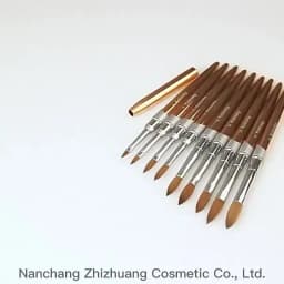 100% Pure Kolinsky Acrylic Nail Brush for Nail Salon Rose Gold Oval Crimped Shaped Metal Handle Professional Quality Nail Brush