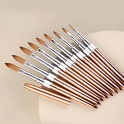 100% Pure Kolinsky Acrylic Nail Brush for Nail Salon Rose Gold Oval Crimped Shaped Metal Handle Professional Quality Nail Brush