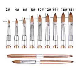 100% Pure Kolinsky Acrylic Nail Brush for Nail Salon Rose Gold Oval Crimped Shaped Metal Handle Professional Quality Nail Brush