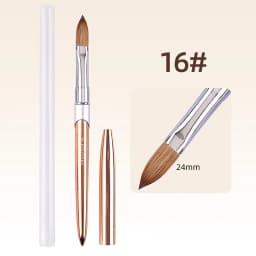 100% Pure Kolinsky Acrylic Nail Brush for Nail Salon Rose Gold Oval Crimped Shaped Metal Handle Professional Quality Nail Brush