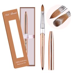 100% Pure Kolinsky Acrylic Nail Brush for Nail Salon Rose Gold Oval Crimped Shaped Metal Handle Professional Quality Nail Brush