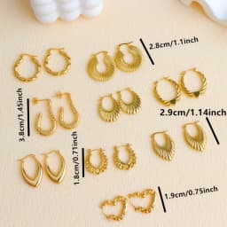 6/8/10/12/24Pairs Fashion Stainless Steel Circle Earrings For Women Mix Style Simple Geometry Jewelry Party Gifts