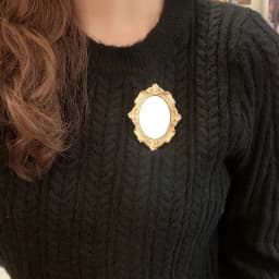 FishSheep Vintage Mini Mirror Brooches for Women Abstract Baroque Painting Gold Color and Silver Color Metal Pins for Backpacks
