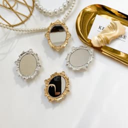FishSheep Vintage Mini Mirror Brooches for Women Abstract Baroque Painting Gold Color and Silver Color Metal Pins for Backpacks