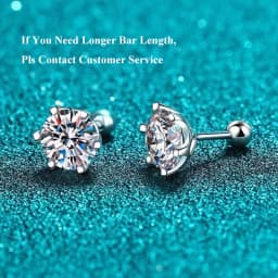 BIJOX STORY Moissanite Screw Stud Earrings D Color 925 Sterling Silver 6 Prong Diamond Earrings For Women Wedding Fine Jewelry