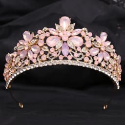 DIEZI Luxury Sweet Cute Flower Opal Tiara Crown For Women Wedding Party Elegant Bridal Bride Crystal Crown Hair Accessories