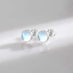 Modian 925 Sterling Silver Round Exquisite Moonstone 4 5 6 MM Stud Earrings Platinum Plated Charm Ear Studs For Women Jewelry