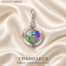 Vintage Rotating Globe Colourful Charm Brand New Fine Women Men Jewelry 925 Sterling Silver Pendant